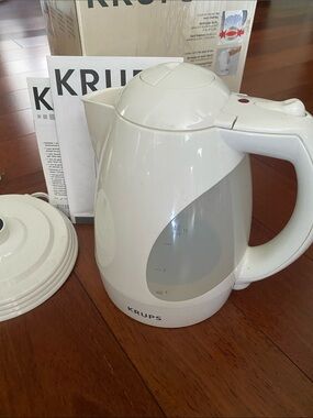 New KRUPS OffWhite Electric Kettle with Water Window - Sleek Home Brew Kettle